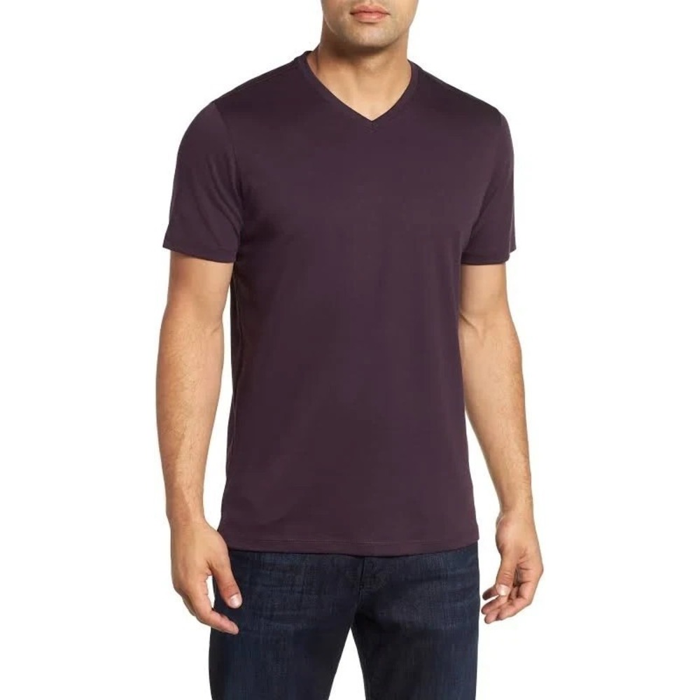 Robert Barakett 100% Pima Cotton Georgia V Neck  Men's T-shirt Imperial Purple L